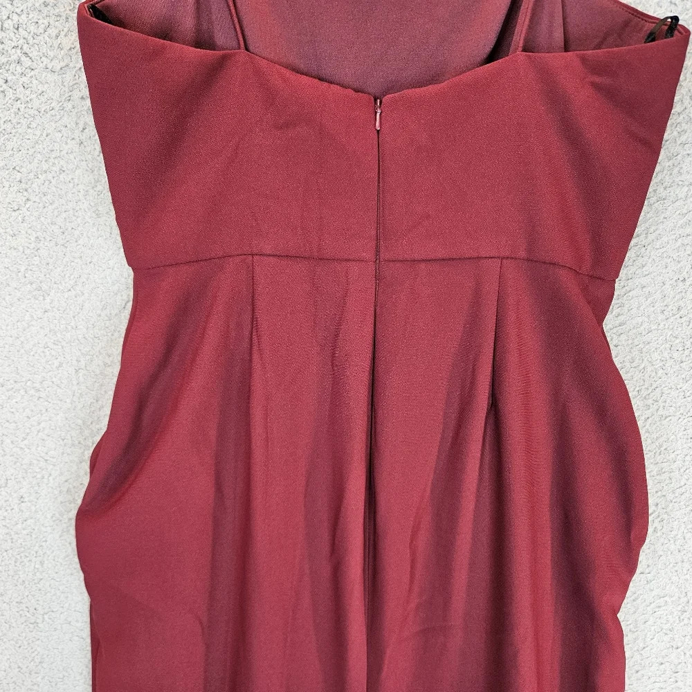 After Six Gown Womens Sz 12 Cabernet Spagetti Straps Pockets Lined Formal - Picture 9 of 14